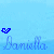 Animated icon with light blue background showing 'Daniella' in cursive script and a small pixelated heart symbol moving across the text.