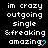 Pixelated text on black background with cyan heart symbol replacing the 'g' in 'amazing' in the rightmost frame.
