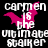 Pixelated text and pink winged figure on black background with gray rectangle, animated