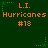 Green background with orange text reading 'L.I. Hurricanes #18' repeated three times horizontally, each accompanied by a green star icon above and below the text.