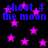 Blue text reading "shoot 4 the moon" repeats across a black background filled with pink stars.