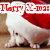 A pixelated white rabbit wearing a red Santa hat with white trim, positioned against a brown background with red text reading "Harry X-mas" above it.