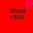 Red background with two identical pixelated text blocks reading "Olivia" and "<333", each accompanied by a purple heart symbol above the left block.