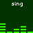 Green background with white text 'sing' and green horizontal bars in a pixelated style.