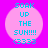 Four identical pink circular icons with cyan text 'SOAK UP THE SUN!!!!' and '(333)' on a bright purple background, arranged in a