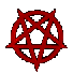 Red pentagram symbols in various orientations and partial forms on a gray background, with some appearing as vertical or horizontal bars.