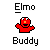 Pixelated red character with orange nose and white eyes, arms raised in two distinct poses beneath text labels.