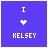 A 4x3 contact sheet of animated frames showing a pixelated heart icon with the text "KELSEY" on purple backgrounds, displaying color variations in the heart and text across sampled frames.