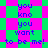 Pixelated text 'you know you want to be me!' repeated across a green and pink checkered background with shifting diamond patterns.