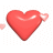 Animated red heart with glossy surface and small pink hearts floating around it on a white dotted background.