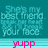 Six distinct buddy icon display text and imagery related to friendship, including phrases like "She's my best friend," "bff.l.s," and "I ❤️ MY Alyse and Vicky!!<3" with pixelated characters