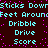 Pixelated text repeats across a dark background with cyan and magenta accents, forming a -like pattern of words