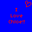 Blue background with red pixelated text reading "I Love Chloe!!" and a heart symbol above the left instance of the text.