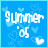 Pixelated blue background with white text 'Summer '05' and light blue heart outlines, showing different heart positions