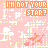 A static pixel art image with a light pink background featuring repeated white and orange patterns including text "I'M NOT YOUR STAR?" in orange block letters.