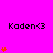Pixelated icon with bright pink background, black text "Kaden<3", and orange heart symbols in varying quantities across three