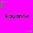 Bright pink background with repeated black text 'Rayonne' and green/purple star-shaped pixel art elements scattered across the image.