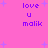 Pixelated pink background with purple text 'love u malik' and light blue stars, two identical copies arranged in a pattern