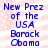 Pixelated blue text on a pink-and-white striped background reads 'New Prez of the USA Barack Obama' in two identical vertical