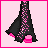 Pixel art contact sheet showing a female character's outfit and facial expressions with pink text "starry eyes" on starry background.