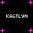 Black background with scattered pink plus signs and repeated white text 'KAIITLYN' in pixelated font.