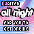 Animated pixel art with repeating text phrases over a pink-and-blue gradient background, showing sequential changes in visible text content.
