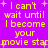 Yellow pixelated text on purple background reads "I can't wait until I become your movie star" with pink plus signs scattered around.