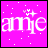 Pixelated pink background with white text 'ame' and scattered star-like dots, showing animation changes in dot positions across frames.