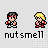 Pixel art character icons in multiple poses with blue and purple energy effects, displayed in a with 'nutsme' text labels beneath each