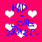 Pixelated pink background with white hearts and blue text reading 'KAD LOVE U KNO.?' in four repeated sections.