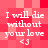 Pixelated red background with white text reading "I will die without your love <3" repeated in four identical quadrants.