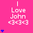 A static image with a bright pink background displays repeated text "I Love John <3<3<3" in white pixelated font, accompanied by blue heart symbols.