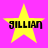 Four yellow stars on a pink background with the text 'gillian' in black pixelated font across each star.