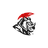 Pixelated icon shows a helmeted figure with red plume atop gray armor, set against plain light gray background.