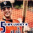 Pixelated static image of a person in an orange outfit holding a guitar, with a blue and white graphic element on the left.