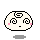 Pixelated cartoon head with spiral eyes, pink cheeks, and a small mouth in four distinct expressions on gray background.