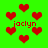Green background with red heart shapes and repeated text 'joclyn' in pixelated font.