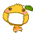 Yellow cartoon character with green leaf on head, pink cheeks, brown eyes, orange limbs; white rectangular mouth area; multiple poses including closed-mouth and smiling expressions.