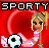 Pixelated image with red background showing a blonde girl in pink and white striped shirt holding soccer ball and pink object.