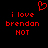 Red pixelated text and heart symbol on black background, with identical left and right sections displaying 'i love brendan NOT' in lowercase except for the capitalized 'NOT'.