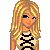 Pixel art character with blonde hair, blue eyes, black and white striped top, beige pants, and pink text reading 'i need a hug' below.