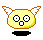 A 5-frame animated contact sheet of a yellow cartoon character with wings and horns, showing facial expression changes from wide eyes to heart-shaped eyes across frames.