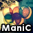 Pixelated image of a character with large ears, orange hair, and a purple outfit against a blue and yellow background with the word 'Manic' in white text at the bottom.