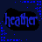 Animated icon displays 'heather' text with changing letter highlights on a dark blue background with pixelated border.