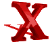 Red 3D 'X' symbols with subtle shadows on white background, arranged in three of three icons each