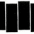 Four vertical black rectangles with gray borders on a white background, arranged side-by-side in a horizontal row.
