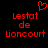 Red pixelated text 'Lestat de Lioncourt' with a red heart symbol above the leftmost text block on a black background.