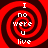 Four identical red and black spiral patterns with white text reading "I no were U live" arranged in a on a solid red background