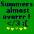 Green background with dark blue text reading 'Summers almost overrrr!' and '</3 :(' followed by five yellow stars, one of which is light green.