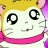 A 48x48 pixel buddy icon featuring a cartoon hamster character with yellow hair and pink scarf on the left, next to black background text reading "Anime IM" and "COM" in white pixelated font.